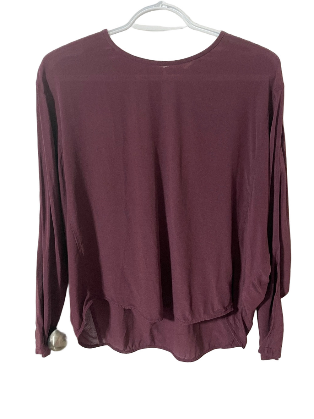 Everlane Silk Maroon Long-Sleeve Blouse Size Medium